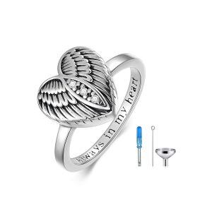 Sterling Silver Angel Wings Urn Ring-0