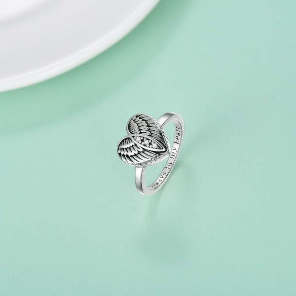 Sterling Silver Angel Wings Urn Ring-4