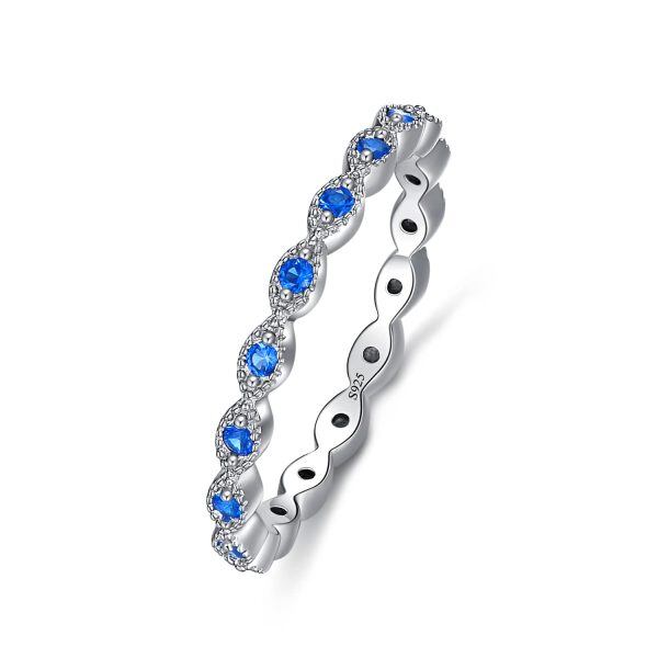 Sterling Silver Evil Eye Stacking Rings-0