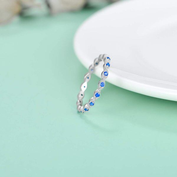 Sterling Silver Evil Eye Stacking Rings-4