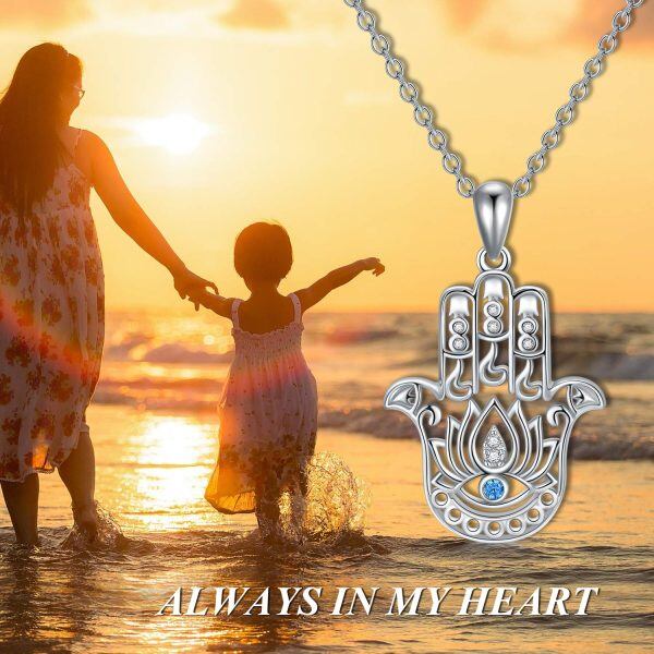 Sterling Silver Hamsa Hand Pendant Necklaces-2