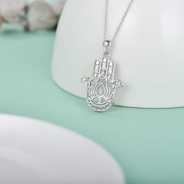 Sterling Silver Hamsa Hand Pendant Necklaces-4