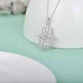 wholesale 925 Sterling Silver Hamsa Hand Pendant Necklace Blue Crystal Evil Eye Luck Charm s for Women Girlfriends-0-4