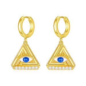 Sterling Silver Evil Eye Hoop Earrings-0