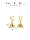 wholesale Gold 925 Sterling Silver Blue Evil Eye Triangle CZ Huggie Hoop Earrings for Women-0-1