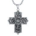 wholesale 925 Sterling Silver Saint Michael St Christopher St Benedict St Joseph St Francis Four-Way Cross Pendant Necklace -0-0