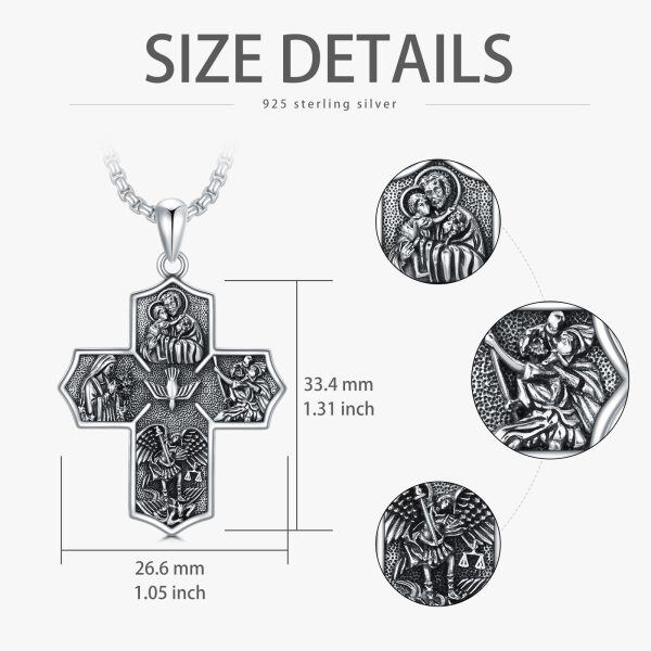 Sterling Silver Saint Catholic Pendant Necklaces With Stainless Steel Chain-1