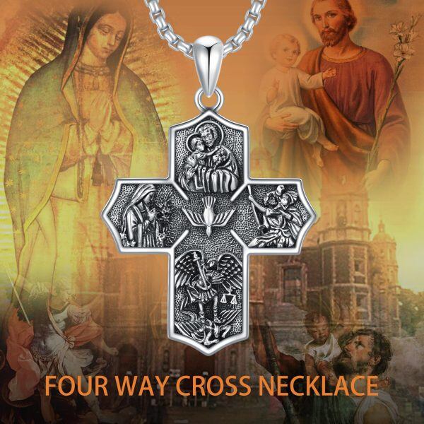 Sterling Silver Saint Catholic Pendant Necklaces With Stainless Steel Chain-2