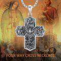 wholesale 925 Sterling Silver Saint Michael St Christopher St Benedict St Joseph St Francis Four-Way Cross Pendant Necklace -0-2