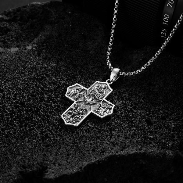 Sterling Silver Saint Catholic Pendant Necklaces With Stainless Steel Chain-5