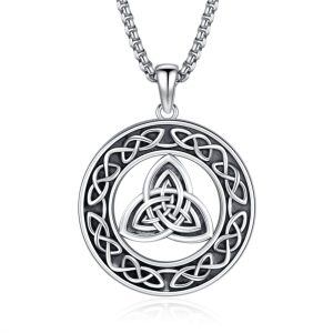 Sterling Silver Celtic Knot Pendant Necklace WIth Stainless Steel Chain-0