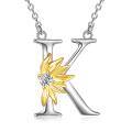 wholesale 925 Sterling Silver Metal Stone Gold Plated Flower K Initial Pendant Necklaces for Women-0-0