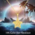 wholesale 14K Gold  Hollow Out Five-Pointed Star Pendant Necklace s for Women Valentines Mothers Day-0-2