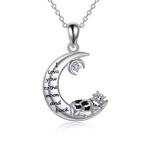 Sterling Silver Cow Pendant Necklace-0