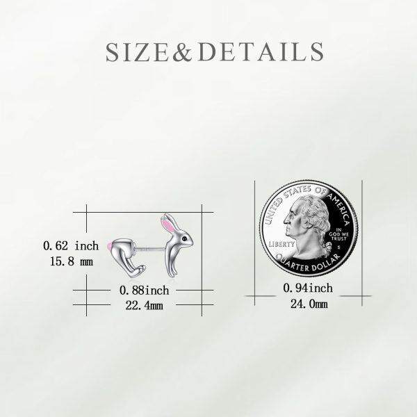 Sterling Silver 3D Rabbit Stud Earrings-1