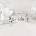 wholesale 925 Sterling Silver Pink Bunny Rabbit 3D Stud Earrings Jewelry for Women-0-5