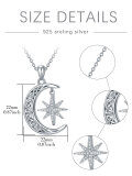 wholesale 925 Sterling Silver 925 Crescent Moon & Star CZ Pendant Necklace for Women-0-1