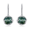 wholesale 925 Sterling Silver Green Moss Agate Leaf Design Drop Dangle Earrings for Women-0-0