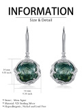 wholesale 925 Sterling Silver Green Moss Agate Leaf Design Drop Dangle Earrings for Women-0-1