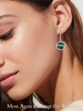 wholesale 925 Sterling Silver Green Moss Agate Leaf Design Drop Dangle Earrings for Women-0-2