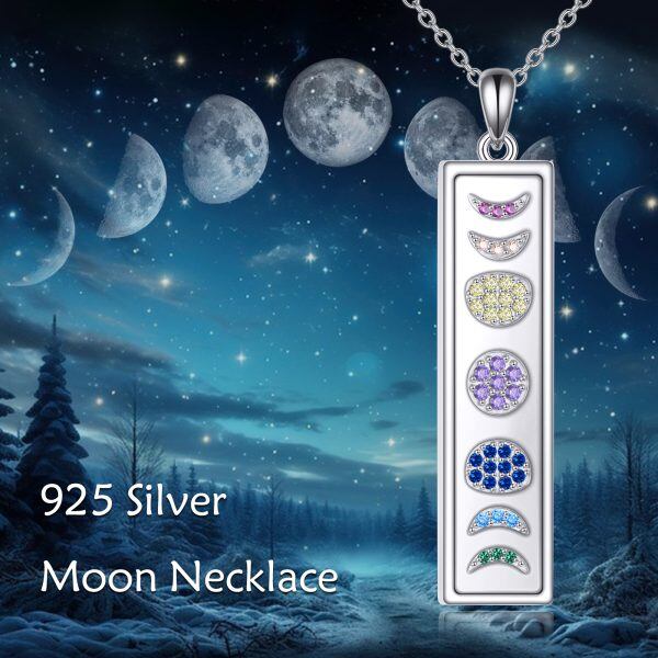 Sterling Silver Moon Phase Pendant Necklaces-2