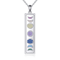 wholesale 925 Sterling Silver Chakra Stone Moon Phase Triple Goddess Pendant Necklaces Gifts for Women- Rhodium Plated