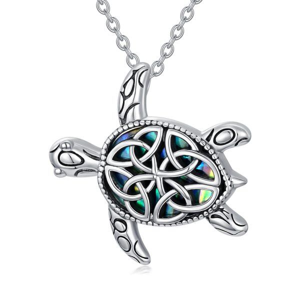 Sterling Silver Abalone Shell Turtle Pendant Necklaces-0