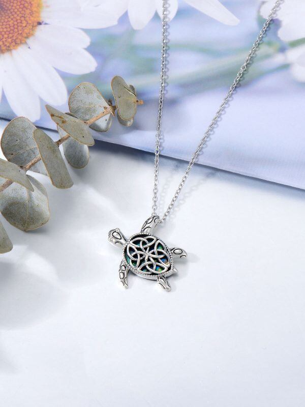 Sterling Silver Abalone Shell Turtle Pendant Necklaces-4