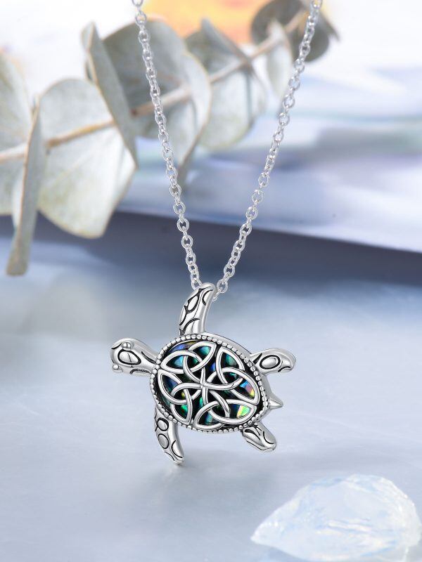 Sterling Silver Abalone Shell Turtle Pendant Necklaces-5