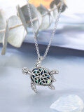 wholesale 925 Sterling Silver Abalone Shell Sea Turtle Pendant Necklace for Women Ocean Jewelry Vintage Gifts-0-5