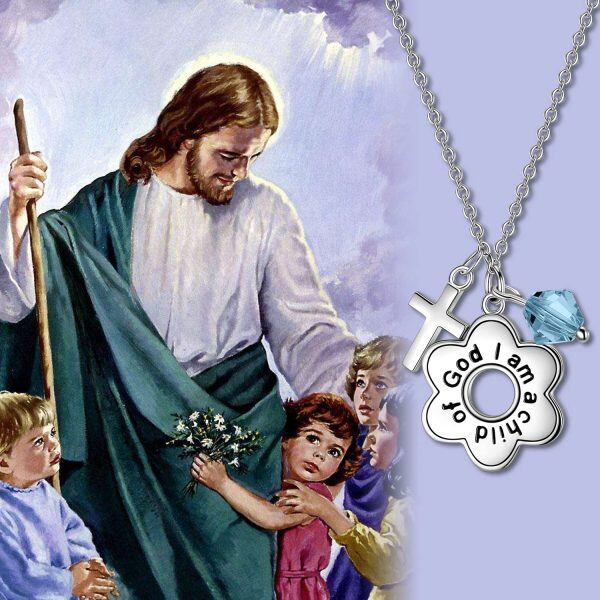 Sterling Silver"I Am a Child of God" Pendant Necklaces-2