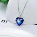 wholesale 925 Sterling Silver Heart-Shaped Blue Crystal Caduceus Stethoscope Pendant Necklace for Doctors' Graduation Gifts-0-4