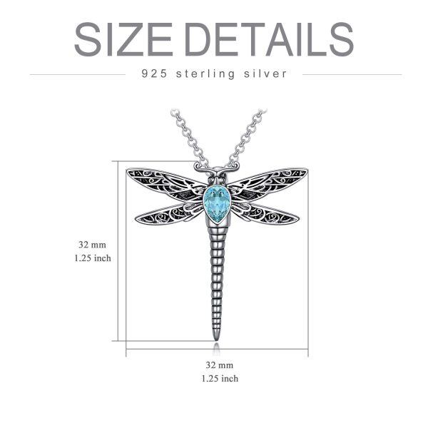 Sterling Silver Dragonfly Simulated Aquamarine Urn Necklace-1