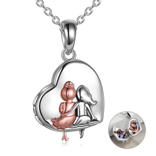 Sterling Silver Heart Personalized Photo Locket Necklaces-0