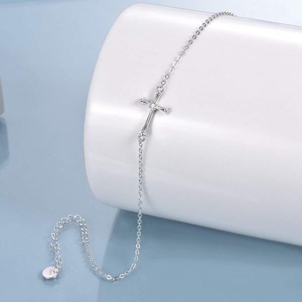 Sterling Silver Cross Chain Bracelets-2