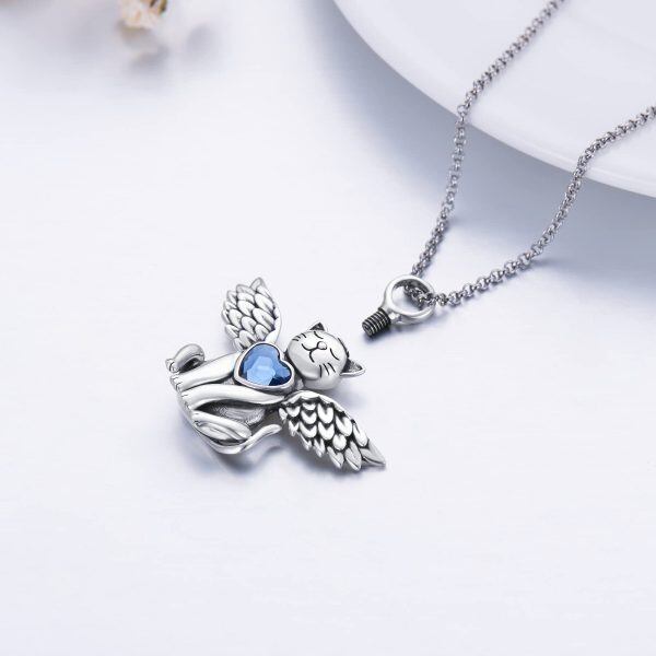 Sterling Silver Cat Urn Necklace-3