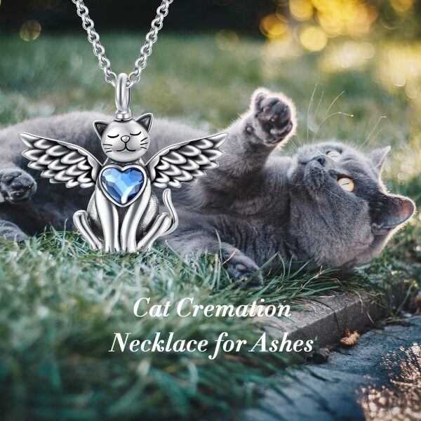 Sterling Silver Cat Urn Necklace-4