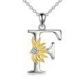 wholesale 925 Sterling Silver Metal Stone Gold Plated Flower Initial F Pendant Necklaces for Women -0-0
