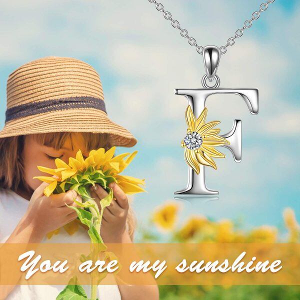 Sterling Silver Initial Alphabet Letter F Script Name Pendant Necklaces-2