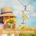 wholesale 925 Sterling Silver Metal Stone Gold Plated Flower Initial F Pendant Necklaces for Women -0-2