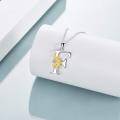 wholesale 925 Sterling Silver Metal Stone Gold Plated Flower Initial F Pendant Necklaces for Women -0-4