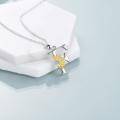 wholesale 925 Sterling Silver Metal Stone Gold Plated Flower Initial F Pendant Necklaces for Women -0-5