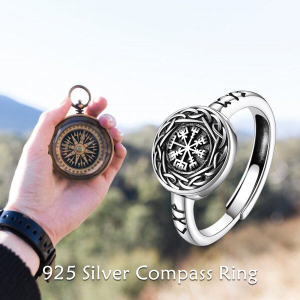 Sterling Silver Viking Compass Unique Rings-2