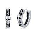 wholesale 925 Sterling Silver Gothic Skull Hoop Earrings Punk Skull Design No Gemstone Halloween Gifts for Men Women-0-0