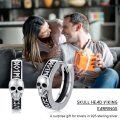 wholesale 925 Sterling Silver Gothic Skull Hoop Earrings Punk Skull Design No Gemstone Halloween Gifts for Men Women-0-2