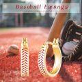 wholesale 925 Sterling Silver Baseball Stitch Huggie Hoop Earrings Sports Fan Gift for Her-0-2