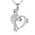 wholesale 925 Sterling Silver Heart & Treble Clef Musical Note Pendant Necklace s for Women Girls-0-0