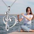 wholesale 925 Sterling Silver Heart & Treble Clef Musical Note Pendant Necklace s for Women Girls-0-2