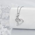 wholesale 925 Sterling Silver Heart & Treble Clef Musical Note Pendant Necklace s for Women Girls-0-5