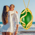 wholesale Gold-Plated 925 Sterling Silver Green Jade Snake Design Pendant Necklace for Women-0-2